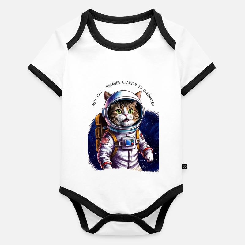 Astro Cat Gift Organic Baby Contrasting Bodysuit