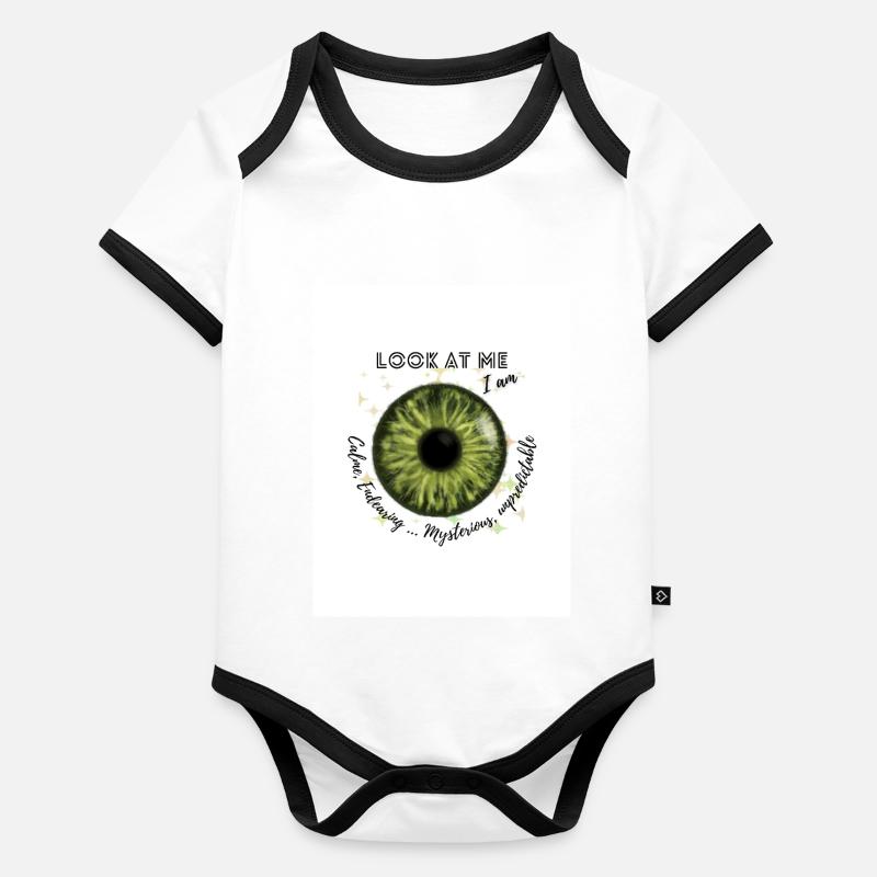 Yeux vert ) Body Bébé bio contrasté manches courtes