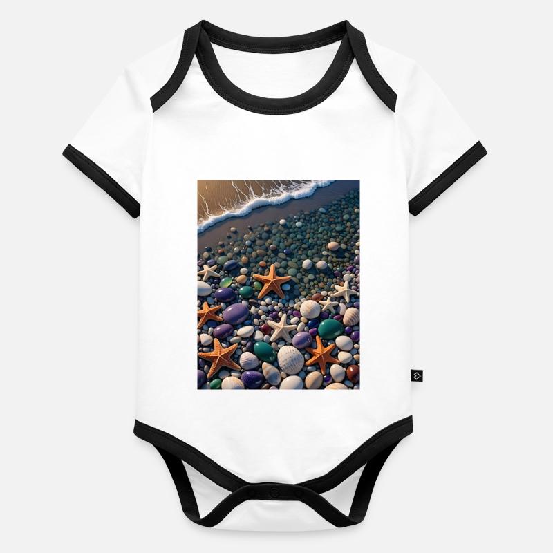 Seaside Star Treasure : Cyber Starfish Organic Baby Contrasting Bodysuit