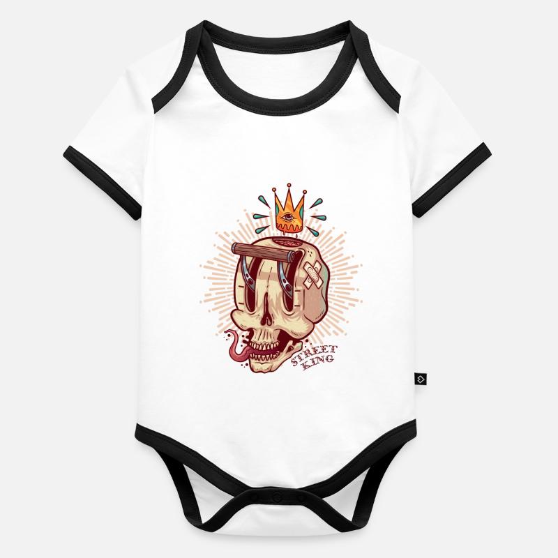crâne Body Bébé bio contrasté manches courtes