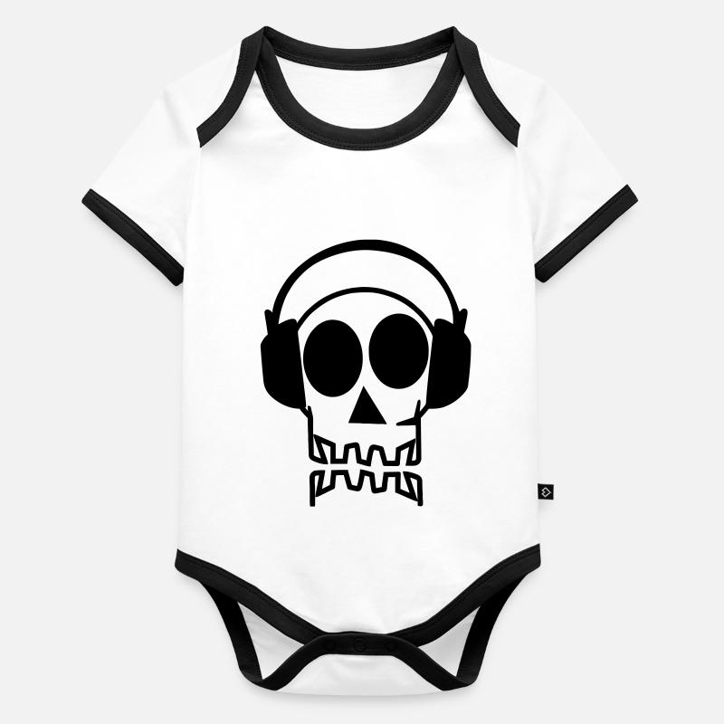 crâne et casque Body Bébé bio contrasté manches courtes