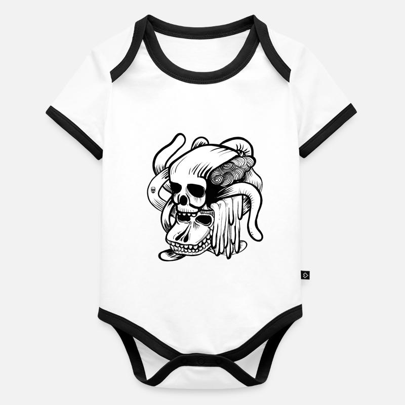 Skull Doodle Organic Baby Contrasting Bodysuit