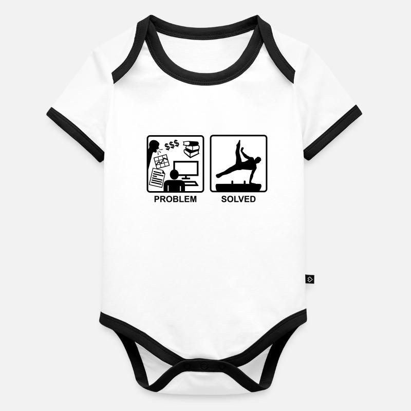 Gymnast, Gymnastics solves problems - Men Body Bébé bio contrasté manches courtes