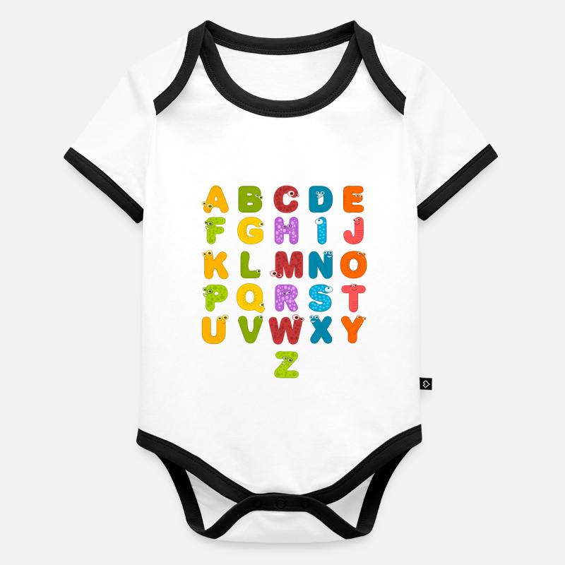 Alphabet Baby Bio-Kurzarm-Kontrastbody