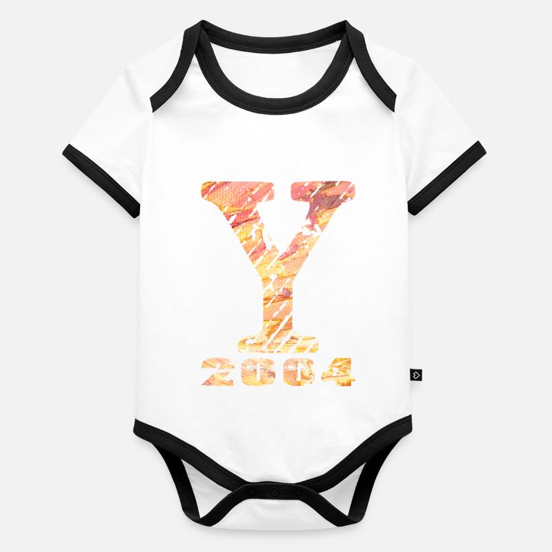 Y 2004 Nom Année de naissance Cadeau Body Bébé bio contrasté manches courtes