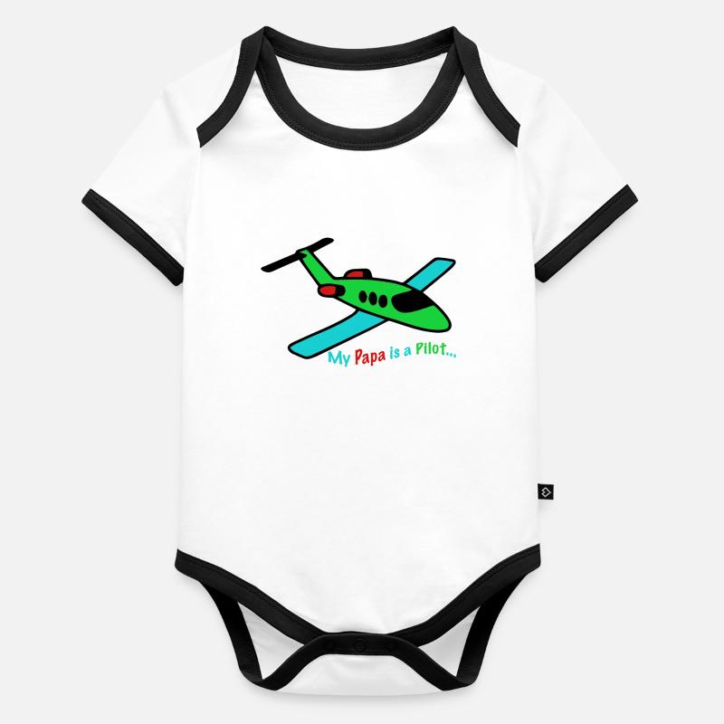 My Papa is a Pilot Baby Bio-Kurzarm-Kontrastbody
