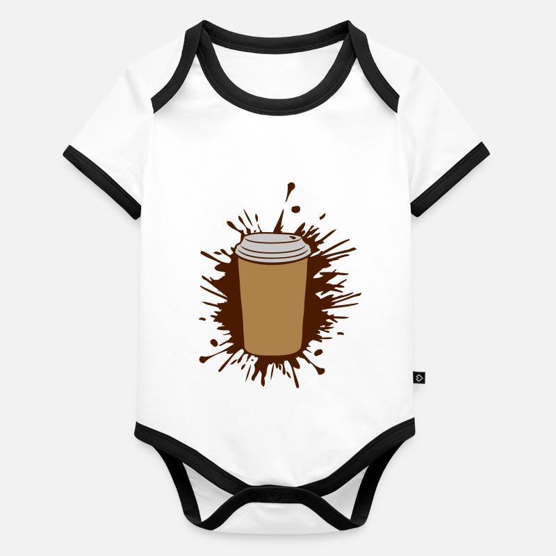 Éclaboussures de gouttes de couleur de tasse à café Body Bébé bio contrasté manches courtes
