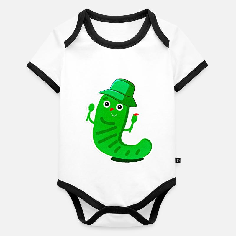 Funny hungry caterpillar logo Organic Baby Contrasting Bodysuit