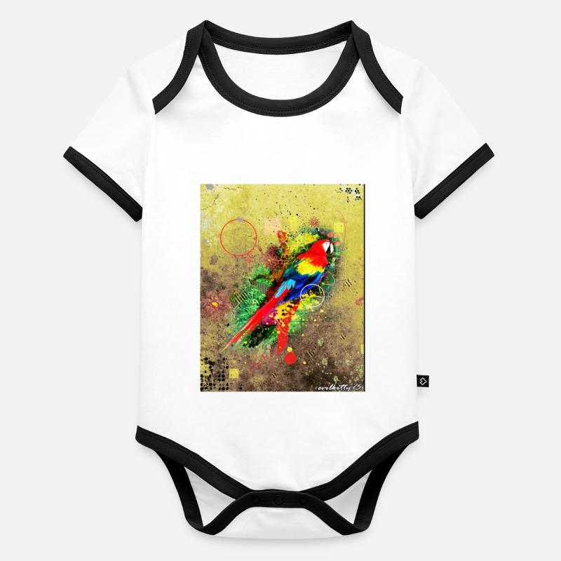 Avian graffiti Organic Baby Contrasting Bodysuit