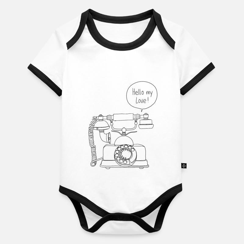 Vintage Telefon Baby Bio-Kurzarm-Kontrastbody