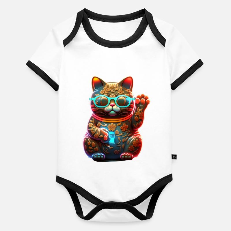 LUCKYCAT Body Bébé bio contrasté manches courtes