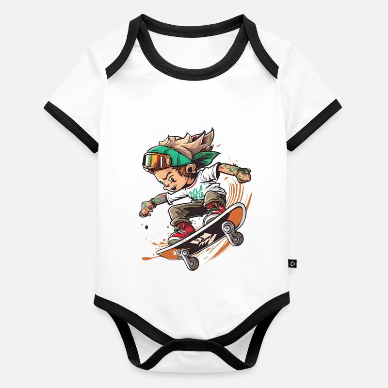 Skate or Die Organic Baby Contrasting Bodysuit