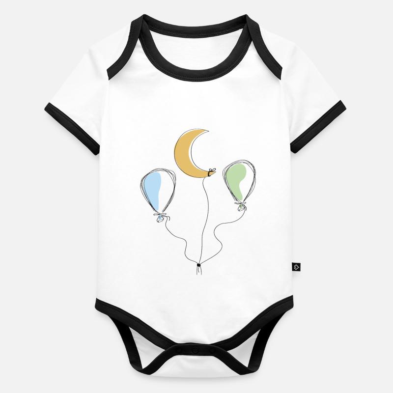 Lune et ballons Body Bébé bio contrasté manches courtes