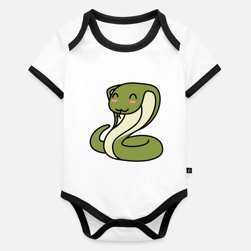 Schlange Kobra Comic Tier Baby Bio-Kurzarm-Kontrastbody