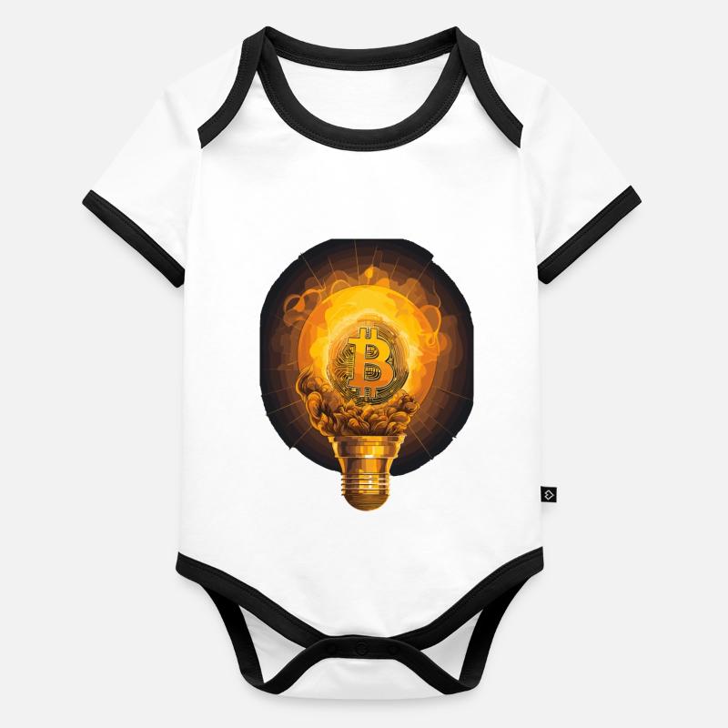 Lampe Bitcoin Body Bébé bio contrasté manches courtes