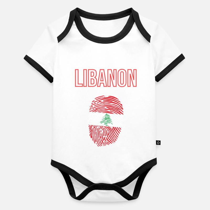 Liban Empreinte digitale Body Bébé bio contrasté manches courtes