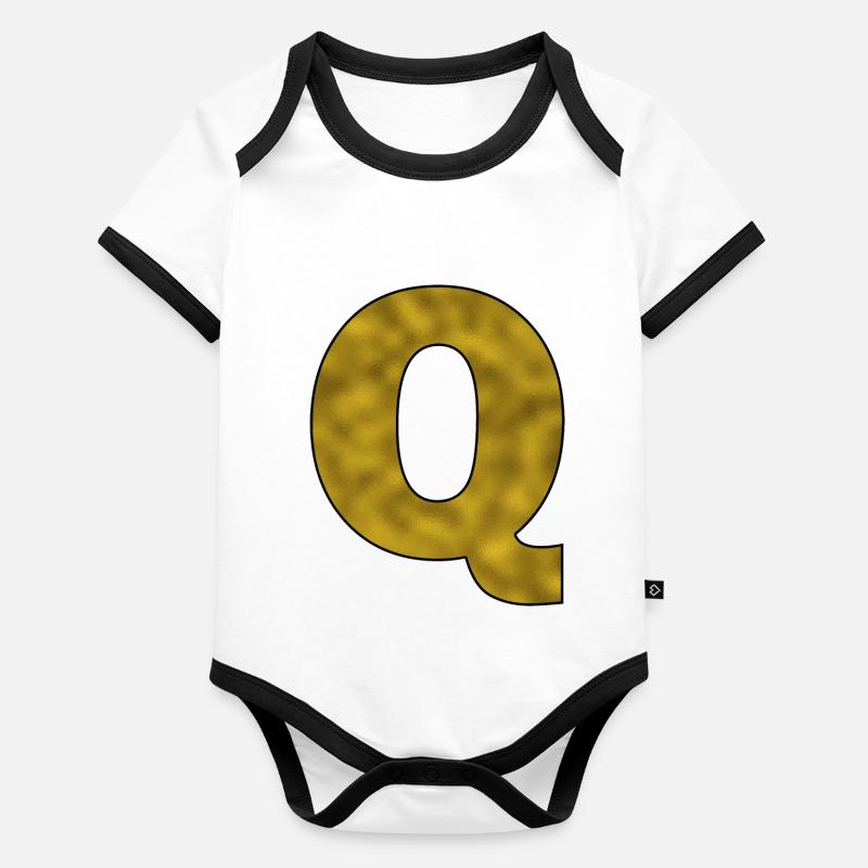 Lettre Q Or Body Bébé bio contrasté manches courtes
