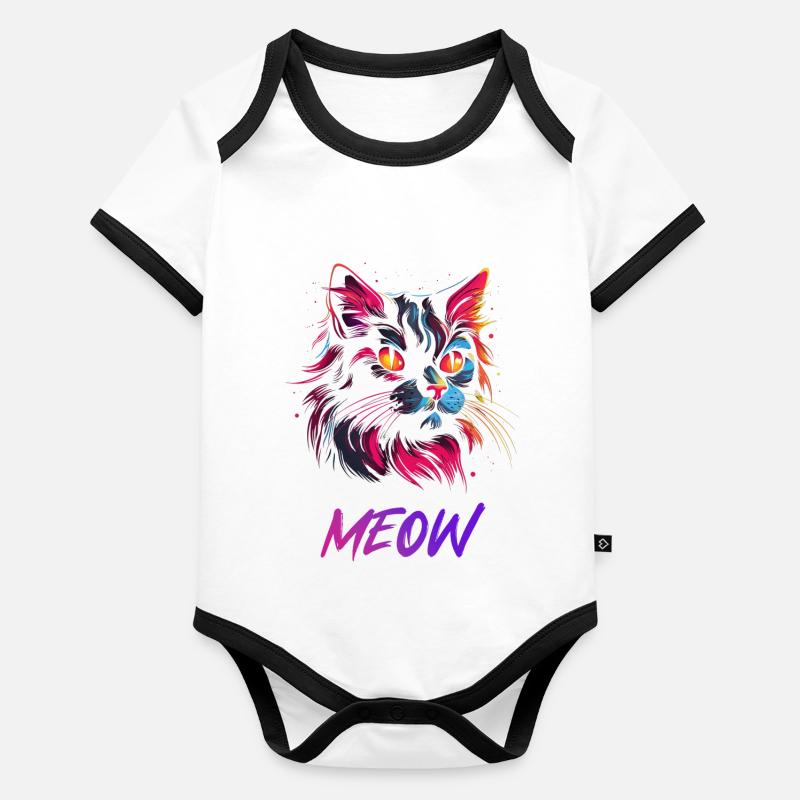 Logo de Miaou des chats Body Bébé bio contrasté manches courtes