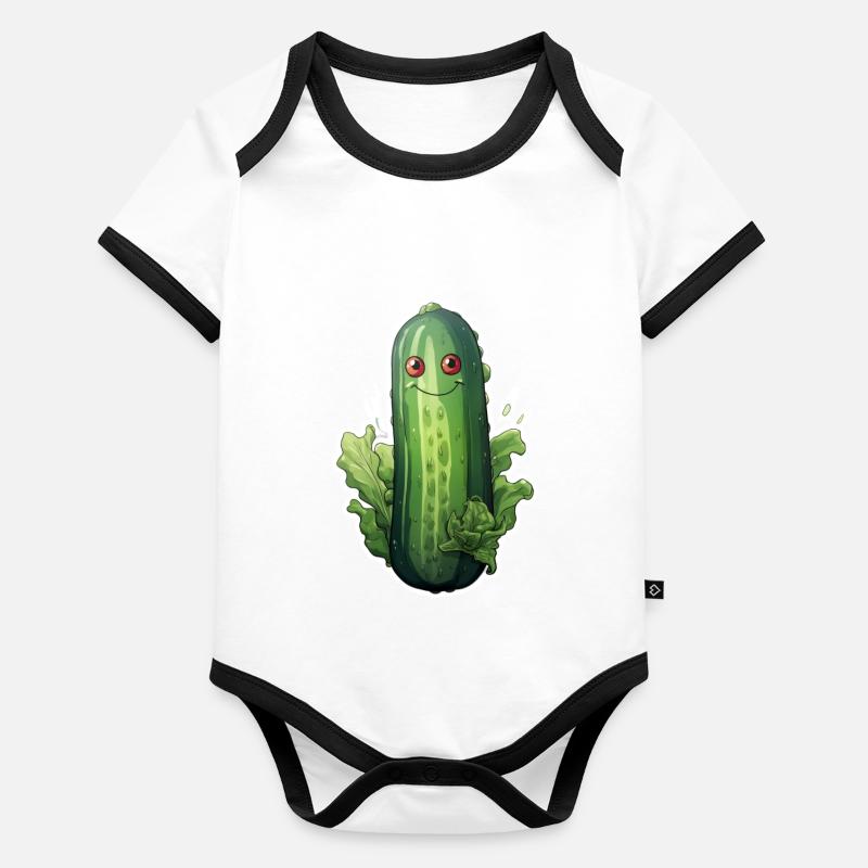 Concombre Kawaii Body Bébé bio contrasté manches courtes