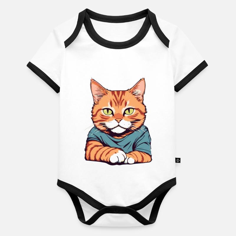Chat Tigre de compagnie Body Bébé bio contrasté manches courtes