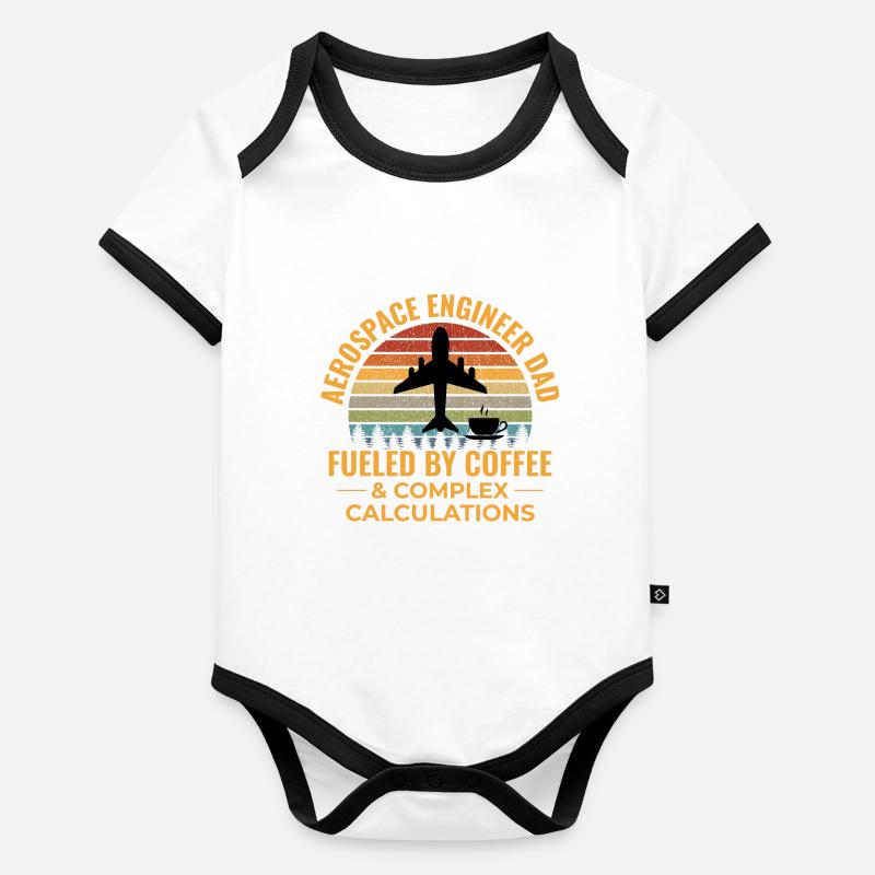Aerospace Engineer Dad Coffee Plane Airplane Organic Baby Contrasting Bodysuit