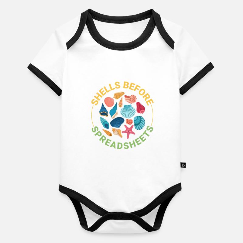 Seashells Collector Beachcomber Sea Shell Ocean Organic Baby Contrasting Bodysuit