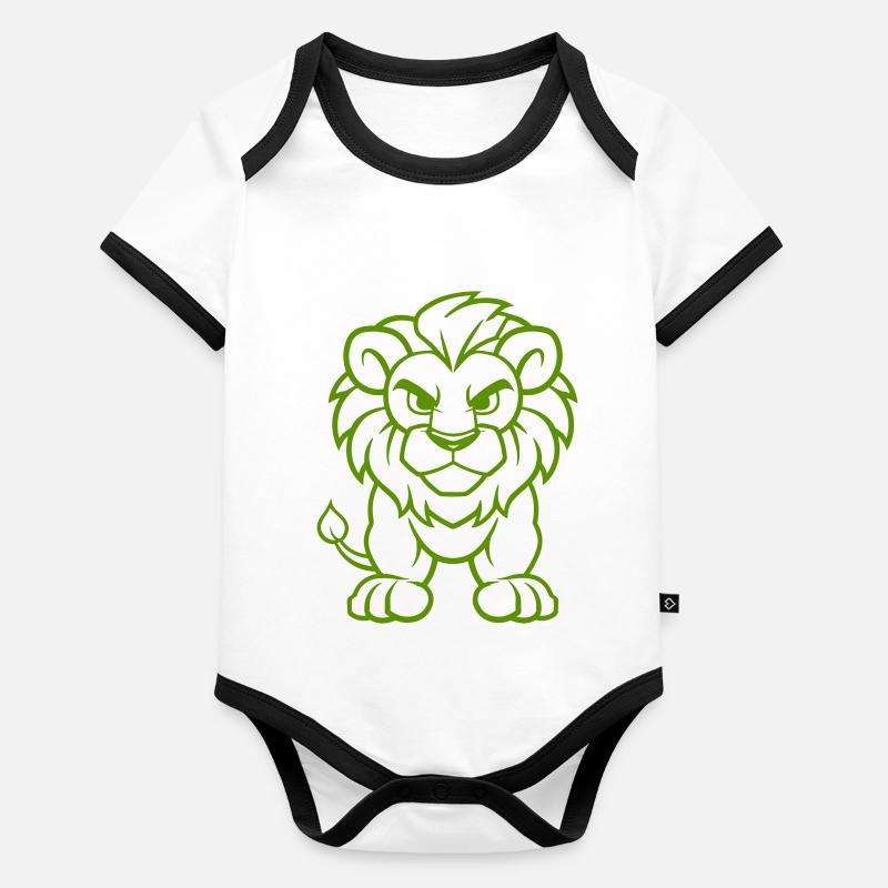 Bande dessinée du lion Body Bébé bio contrasté manches courtes