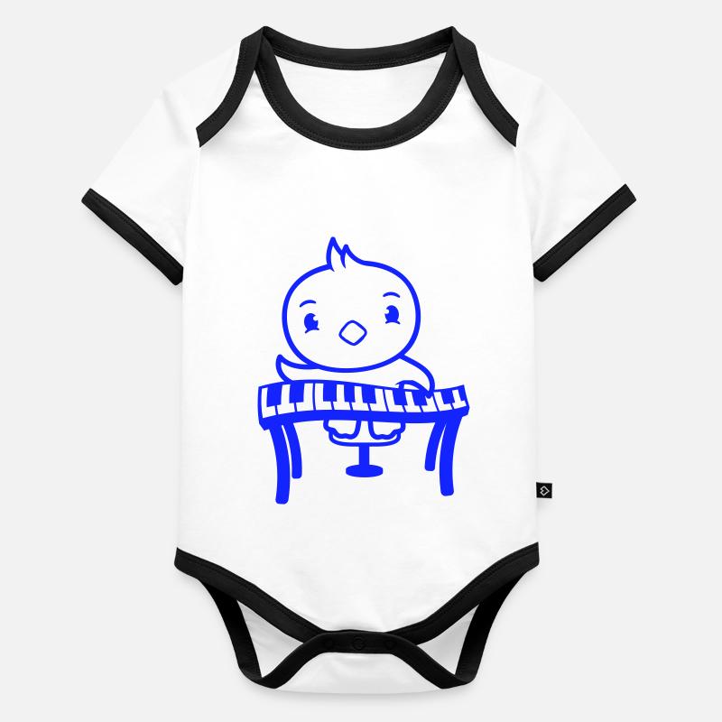Canard oiseau petit poussin naissance mignon jeu de clavier Body Bébé bio contrasté manches courtes