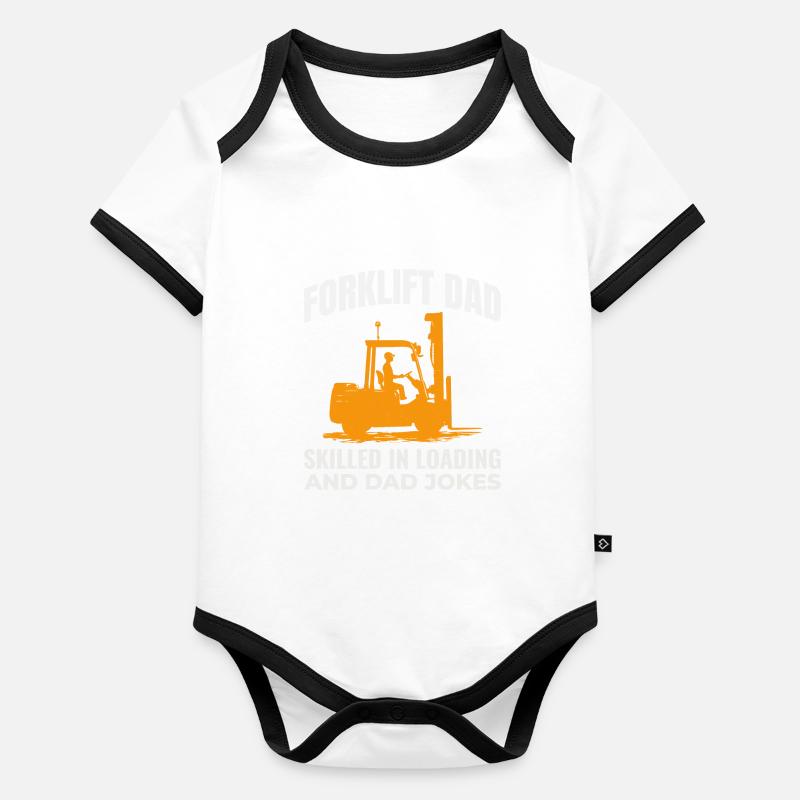 Forklift Operator Dad Heavy Equipment Driver Funny Organic Baby Contrasting Bodysuit