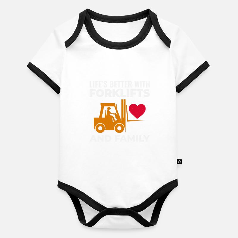 Forklift Operator Heavy Equipment Driver Family Organic Baby Contrasting Bodysuit