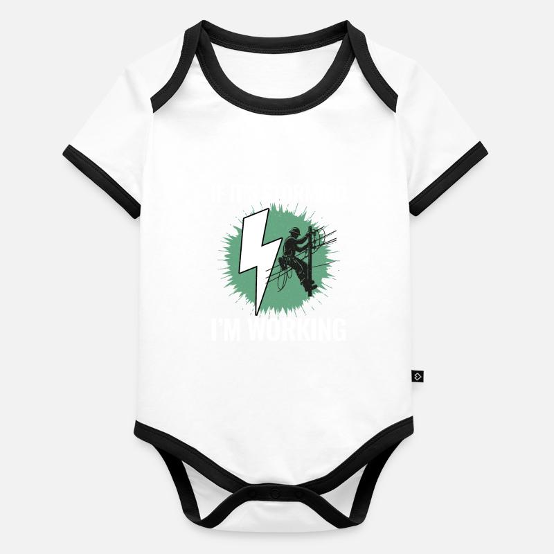 Lineman Storm Work Brave Dedicated Hero Organic Baby Contrasting Bodysuit