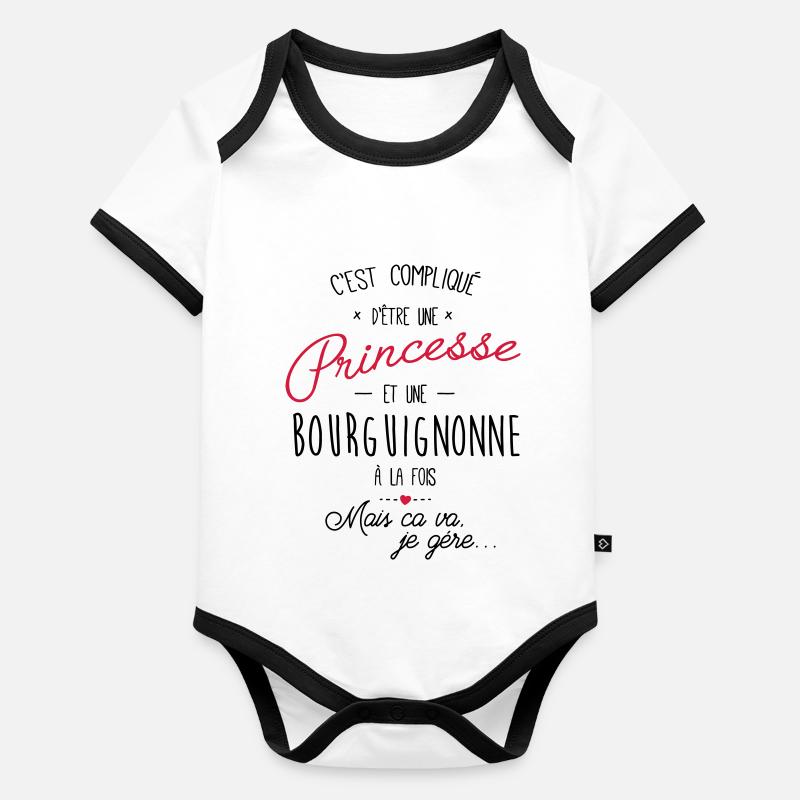 princesse et Bourguignonn Body Bébé bio contrasté manches courtes