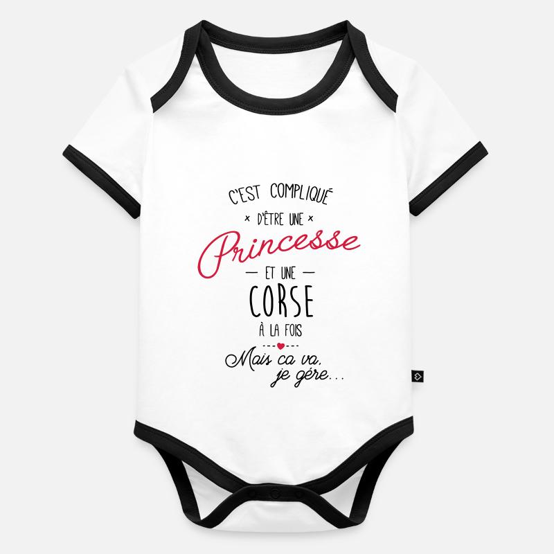 princesse et corse Body Bébé bio contrasté manches courtes