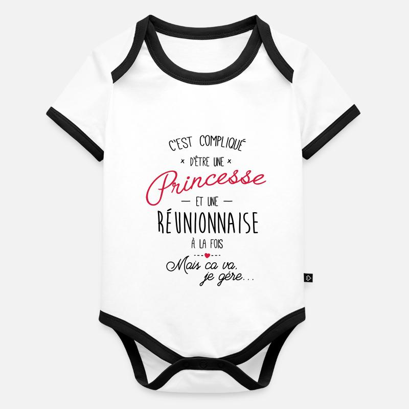 princesse et Réunionnaise Body Bébé bio contrasté manches courtes