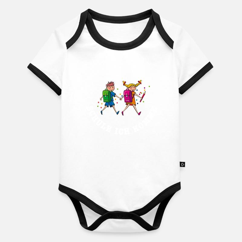 Schule ich komme, Einschulung Baby Bio-Kurzarm-Kontrastbody