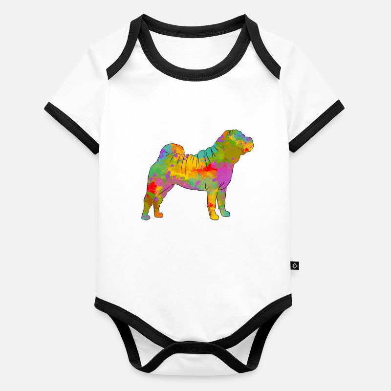 Shar Pei Multicolored Organic Baby Contrasting Bodysuit