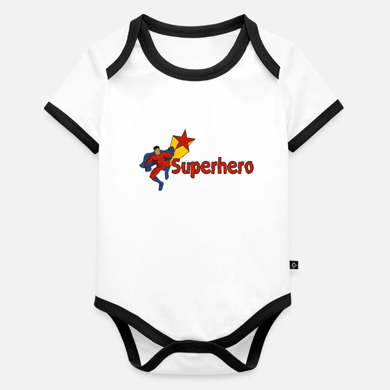 super-héros Body Bébé bio contrasté manches courtes