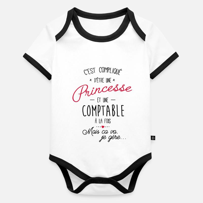 Princesse et comptable Body Bébé bio contrasté manches courtes