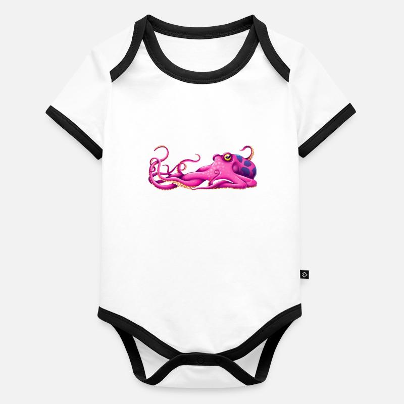 poulpe Body Bébé bio contrasté manches courtes