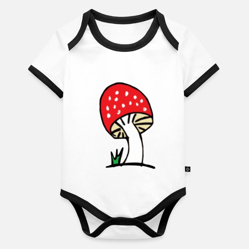 Champignon Body Bébé bio contrasté manches courtes