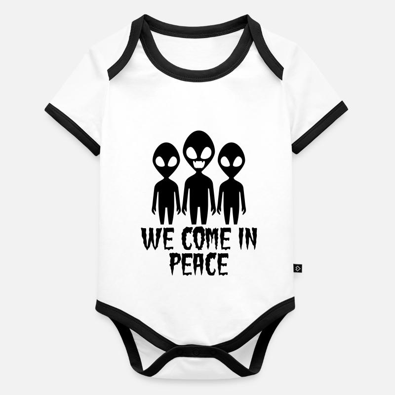 we_come_in_peace__f1 Organic Baby Contrasting Bodysuit