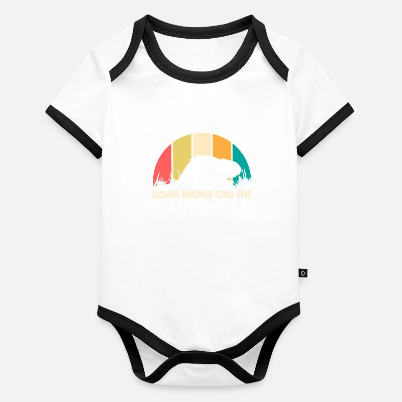 Idée cadeau animal castor Body Bébé bio contrasté manches courtes