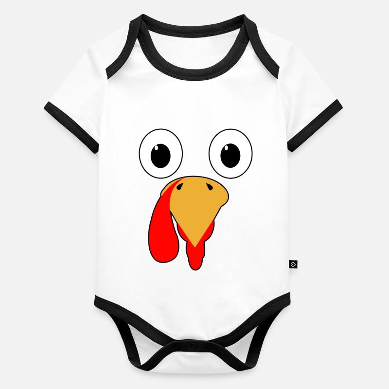 Cadeau visage de dinde de Thanksgiving Body Bébé bio contrasté manches courtes