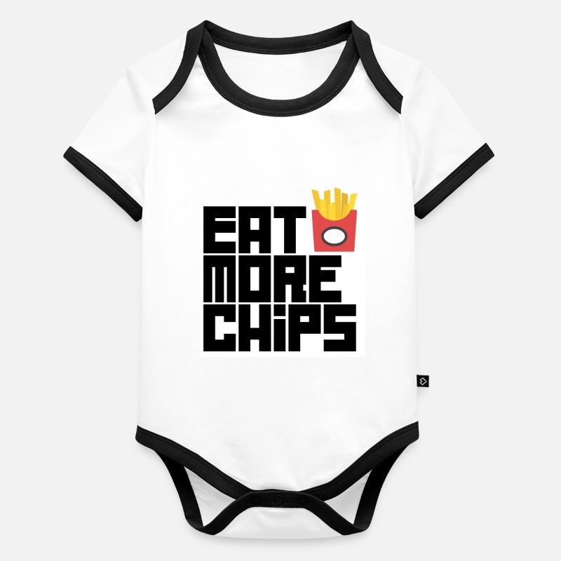 manger plus de croustilles Body Bébé bio contrasté manches courtes