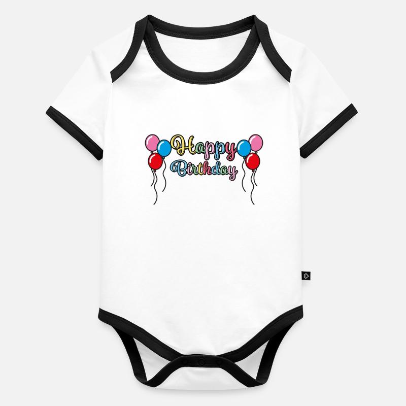 Joyeux anniversaire Body Bébé bio contrasté manches courtes