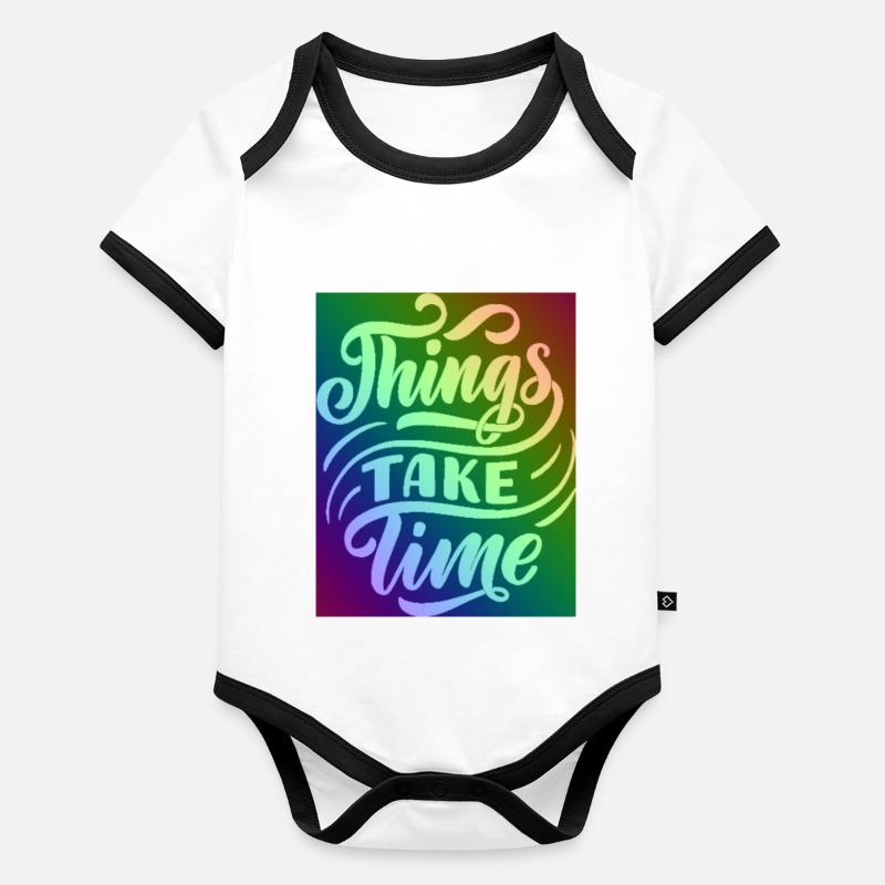 colourful typography Organic Baby Contrasting Bodysuit