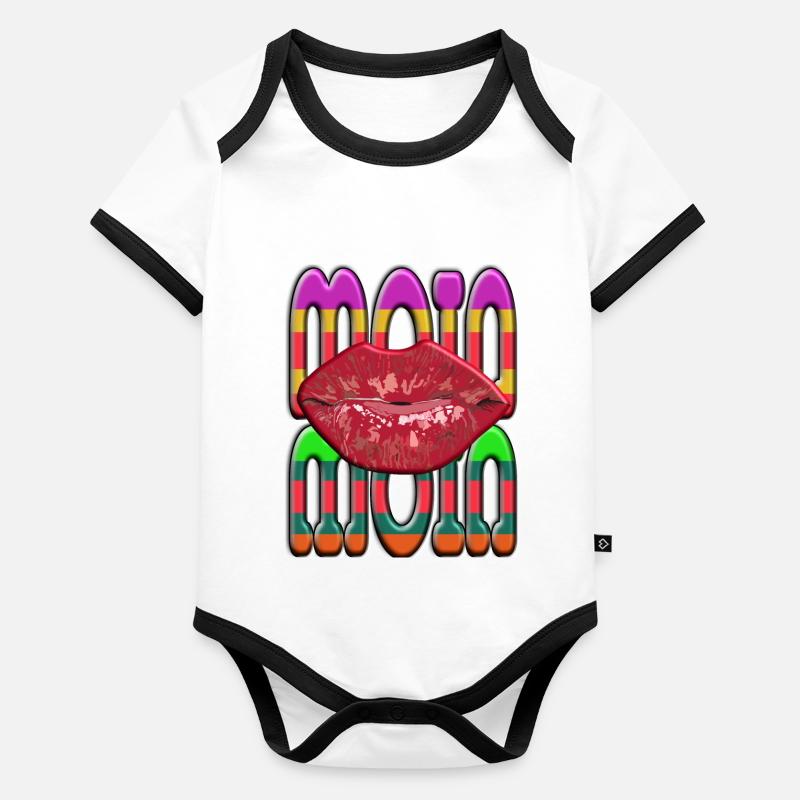 Moin Moin avec la bouche qui embrasse pour le petit déjeuner Body Bébé bio contrasté manches courtes