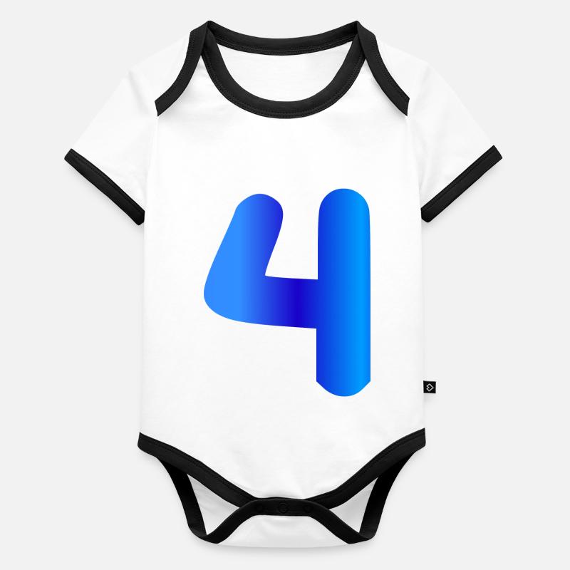 4 ans anniversaire bleu Body Bébé bio contrasté manches courtes