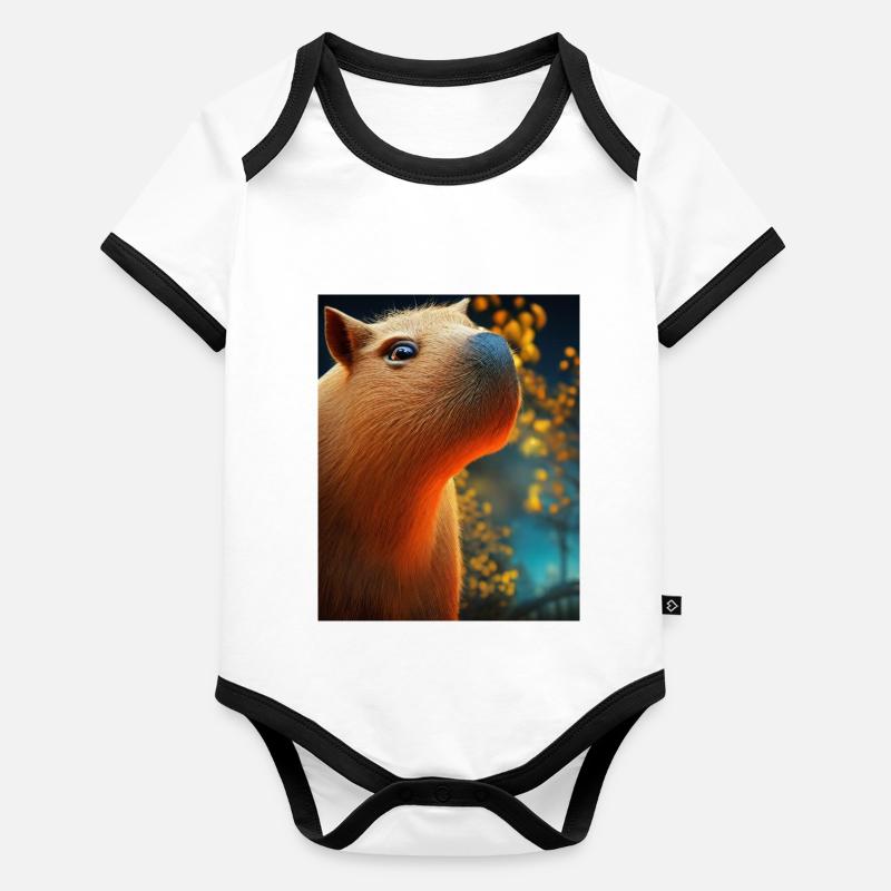 Cool Portrait comique de Capybara la nuit Body Bébé bio contrasté manches courtes