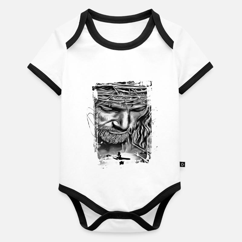 Jesus Maria Mutter Jesu Madonna Maria Marianna Baby Bio-Kurzarm-Kontrastbody